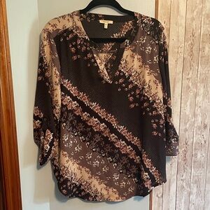 Maurices Brown and Black Floral Blouse